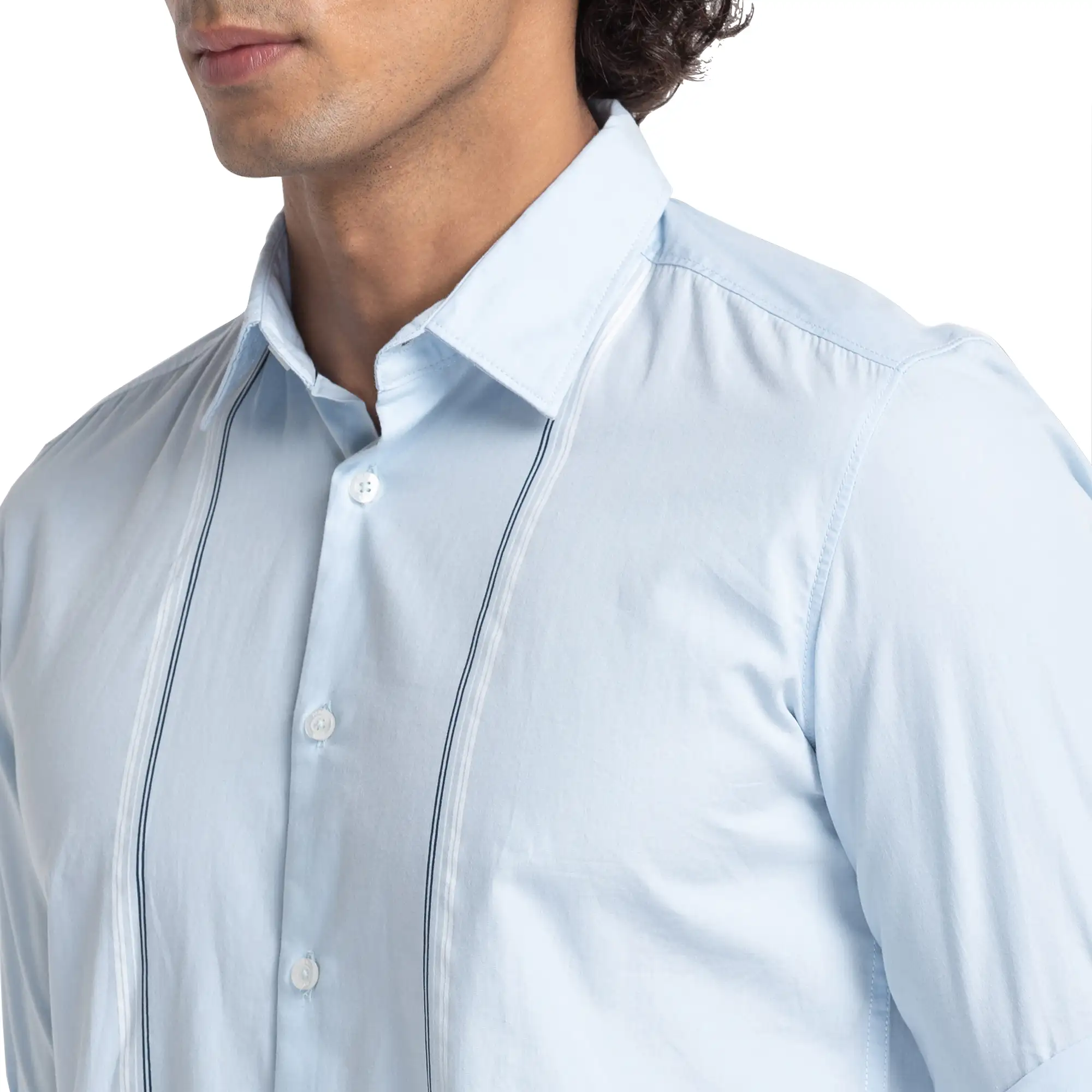 Men Blue Slim Fit Print Cotton Full Sleeve Shirts - Image 6