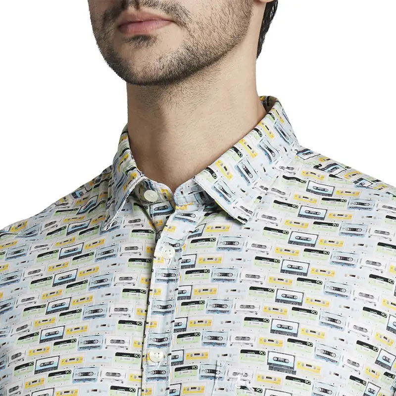 Men Blue Slim Fit Print Cotton Full Sleeve Shirts - Image 6