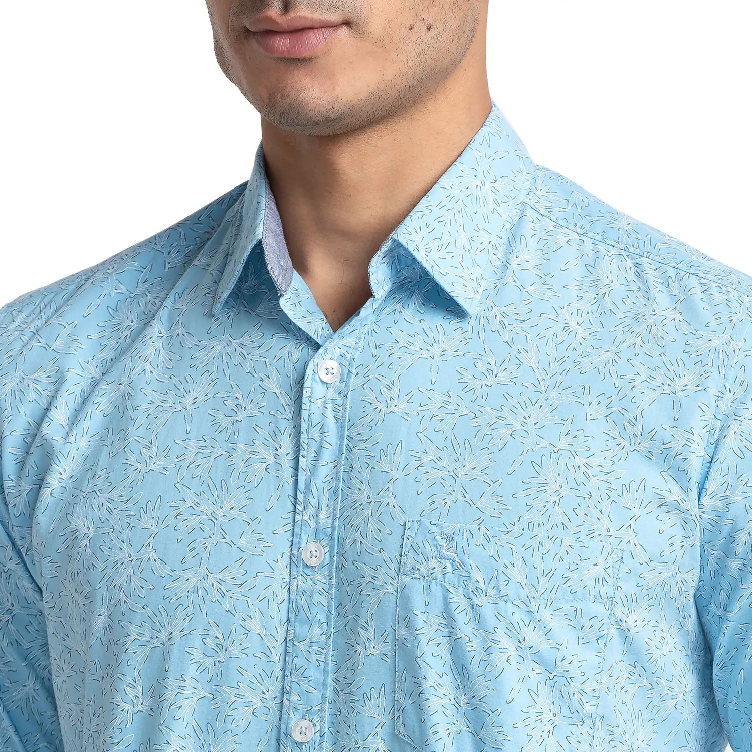 Men Blue Slim Fit Print Cotton Full Sleeve Shirts - Image 6