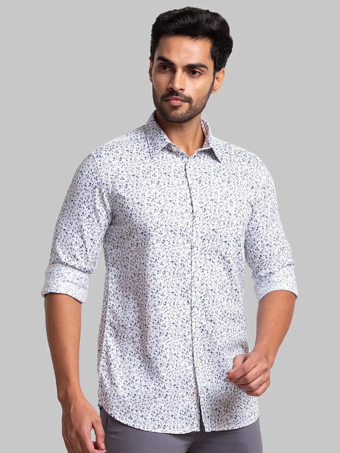 Parx Men White Printed Slim Fit Cotton Casual Shirt - Image 2