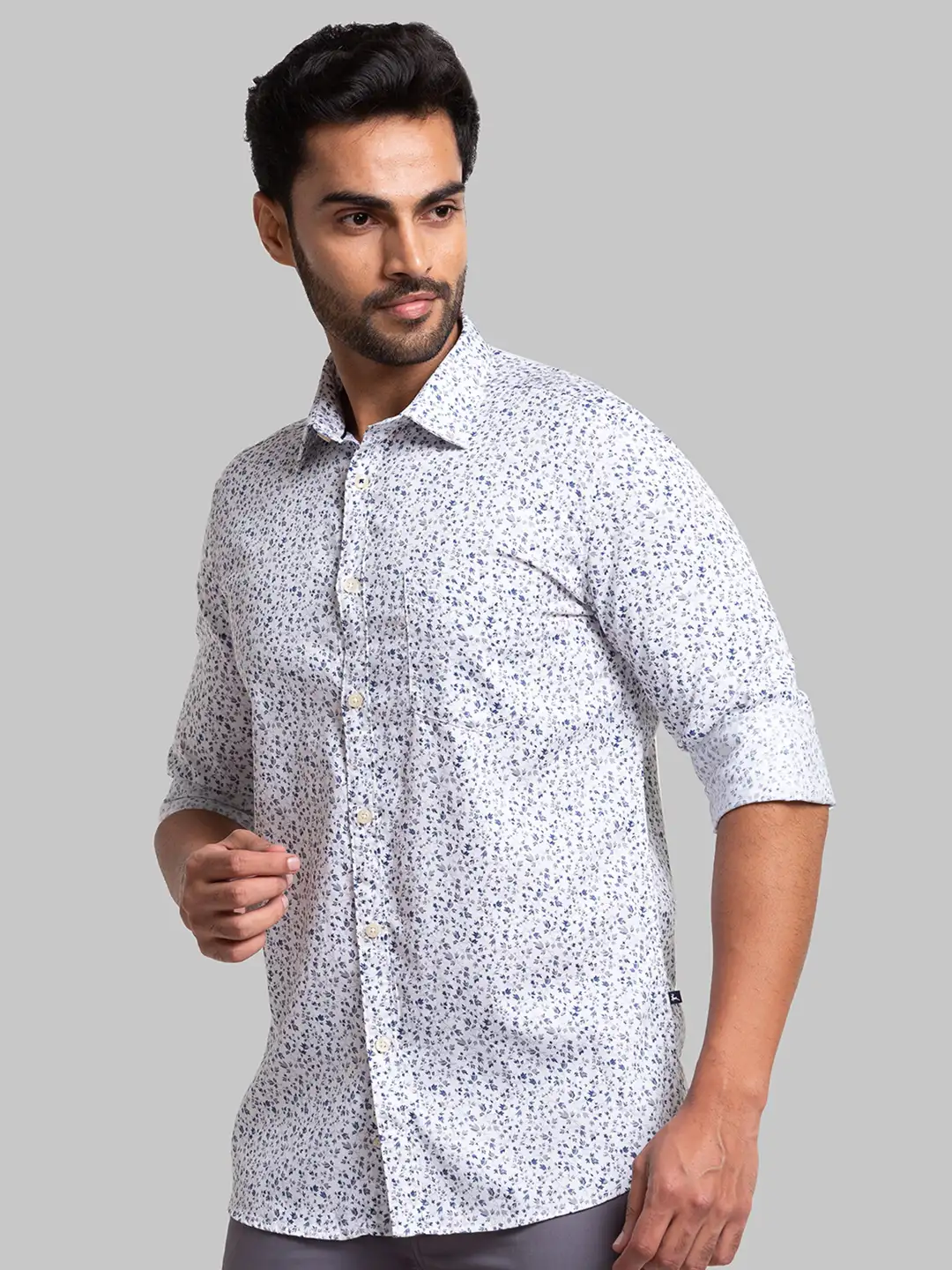 Parx Men White Printed Slim Fit Cotton Casual Shirt - Image 3