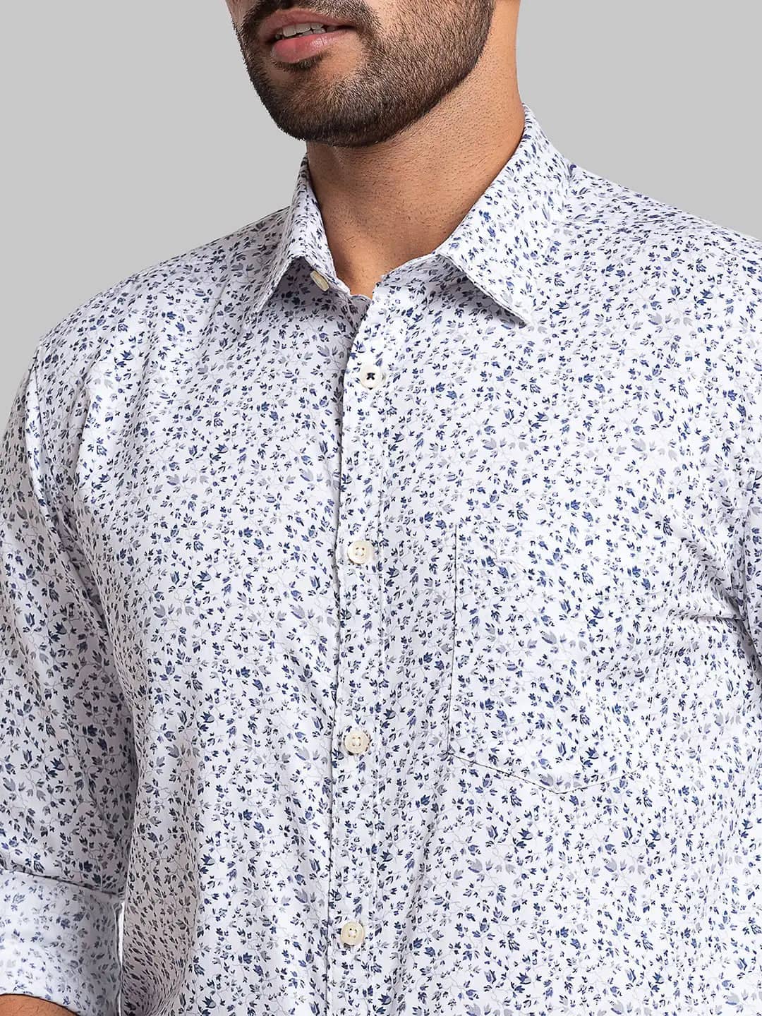 Parx Men White Printed Slim Fit Cotton Casual Shirt - Image 6