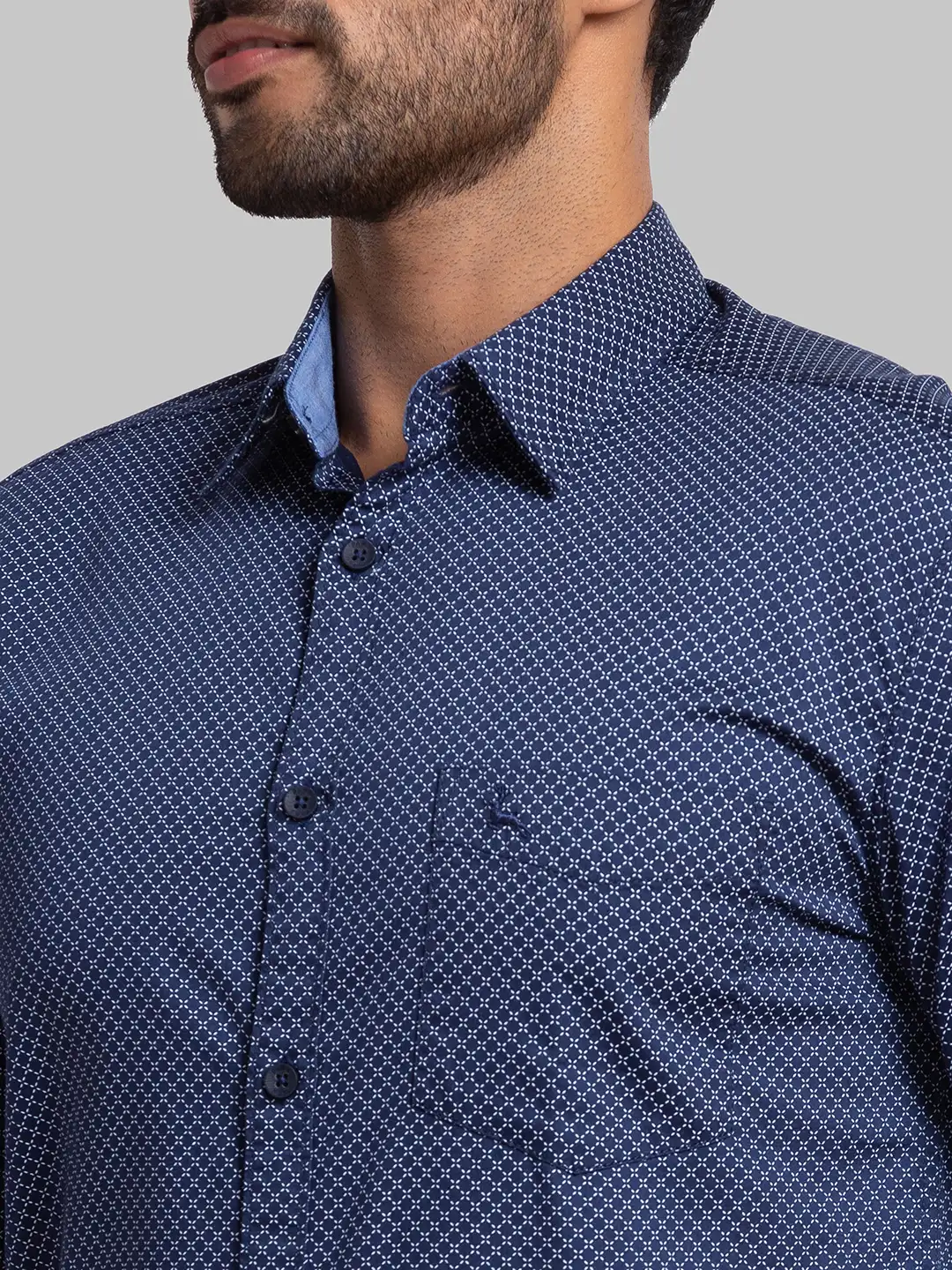 Men Blue Slim Fit Print Cotton Full Sleeve Shirts - Image 6
