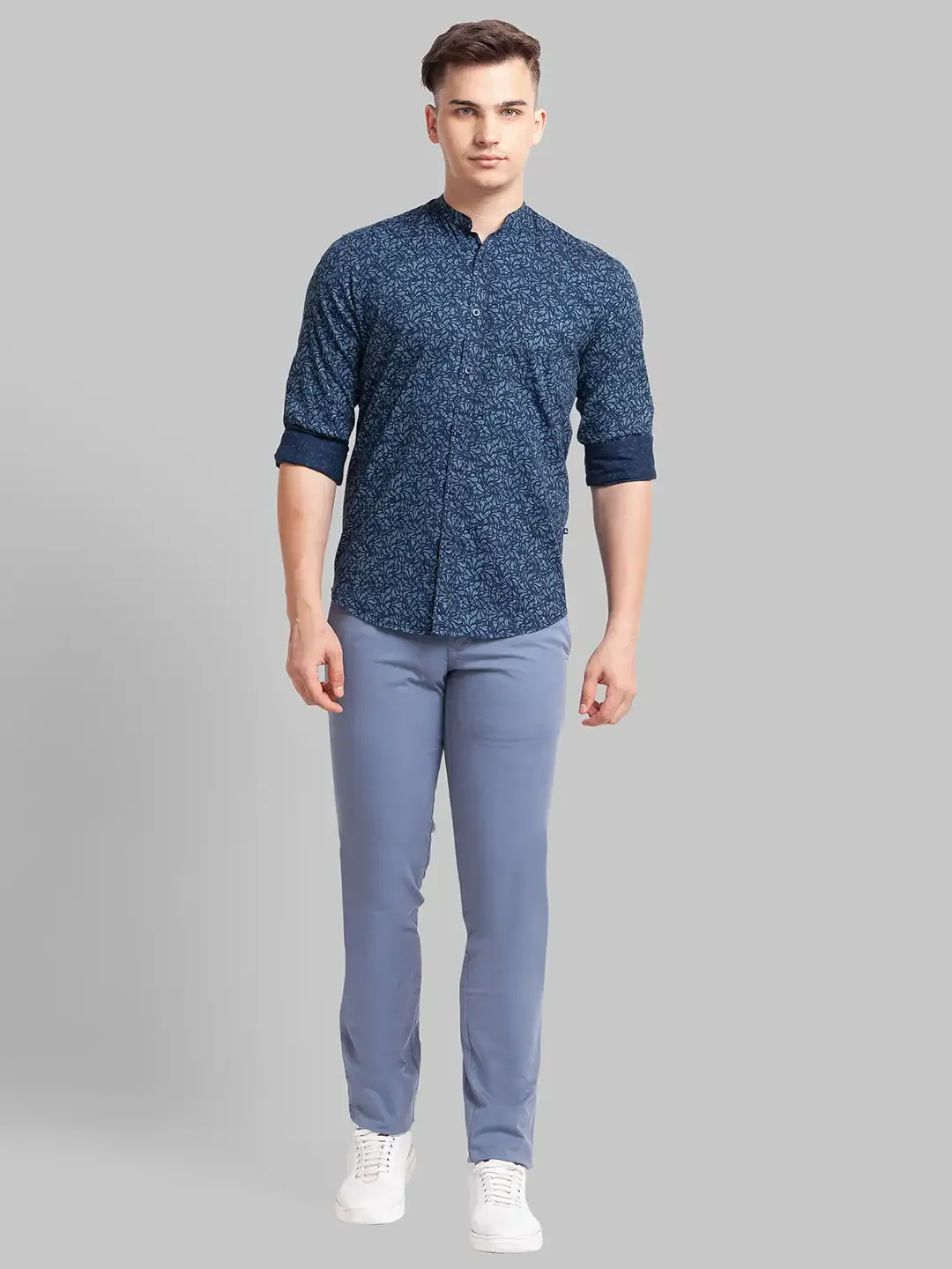 Men Blue Slim Fit Print Cotton Full Sleeve Shirts - Image 5