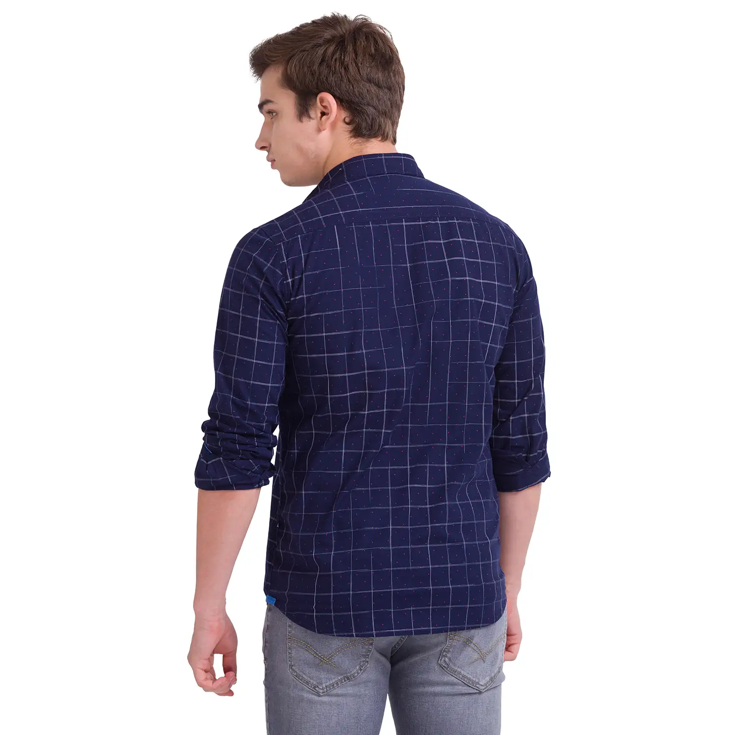 Men Blue Slim Fit Print Cotton Full Sleeve Shirts - Image 4