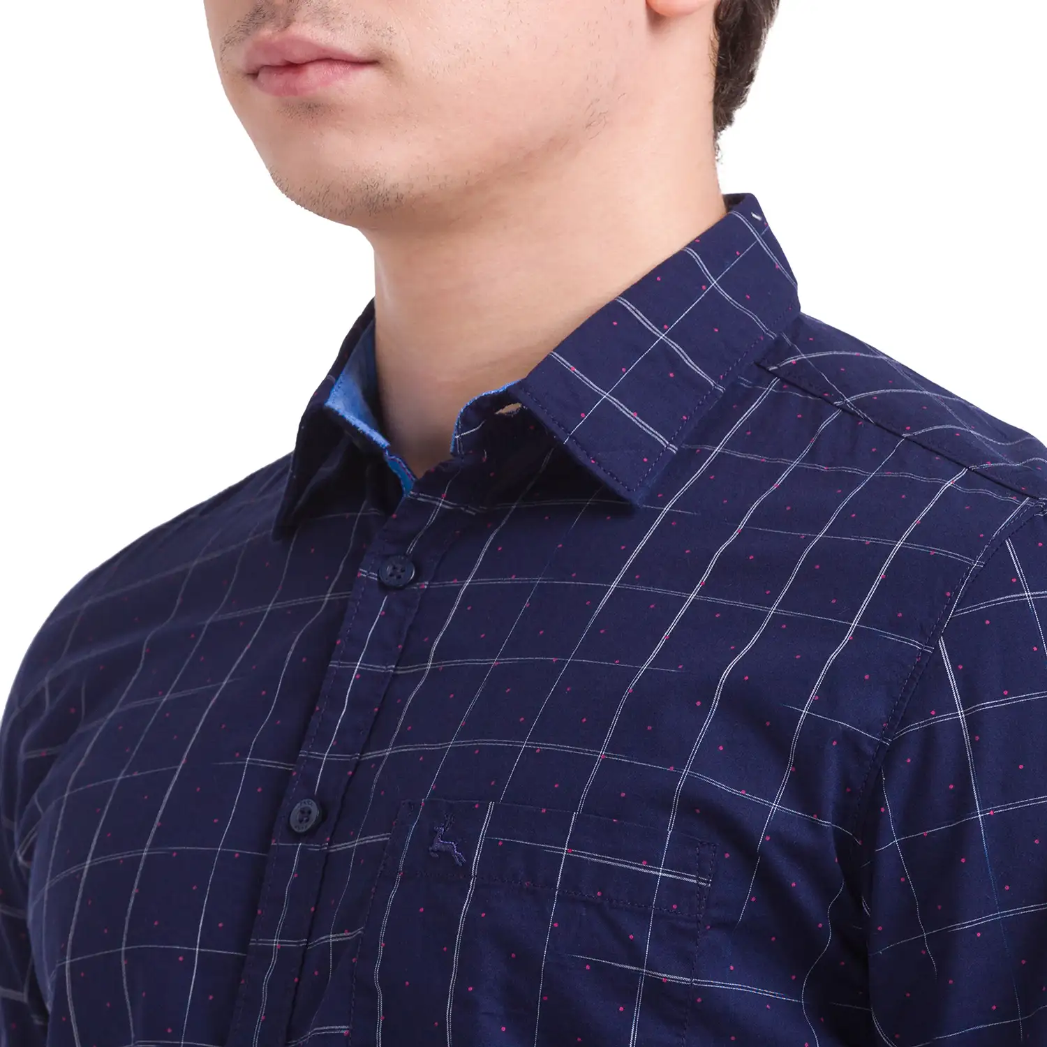 Men Blue Slim Fit Print Cotton Full Sleeve Shirts - Image 6