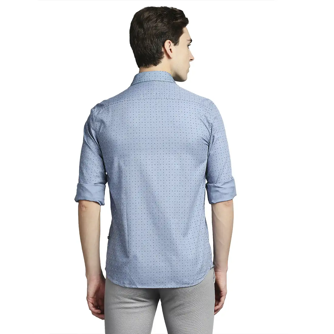 Men Blue Slim Fit Print Cotton Full Sleeve Shirts - Image 4