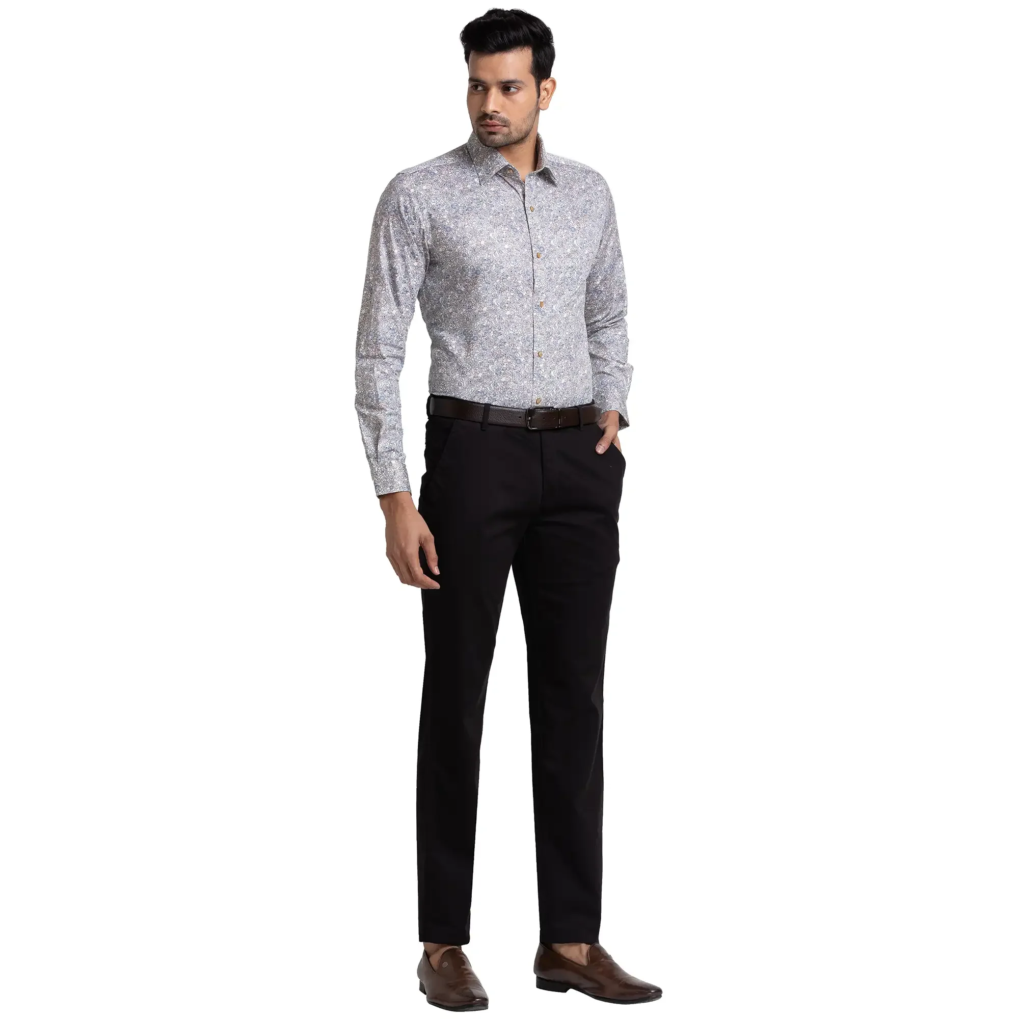 Men Blue Slim Fit Print Cotton Half Sleeve Shirts - Image 5