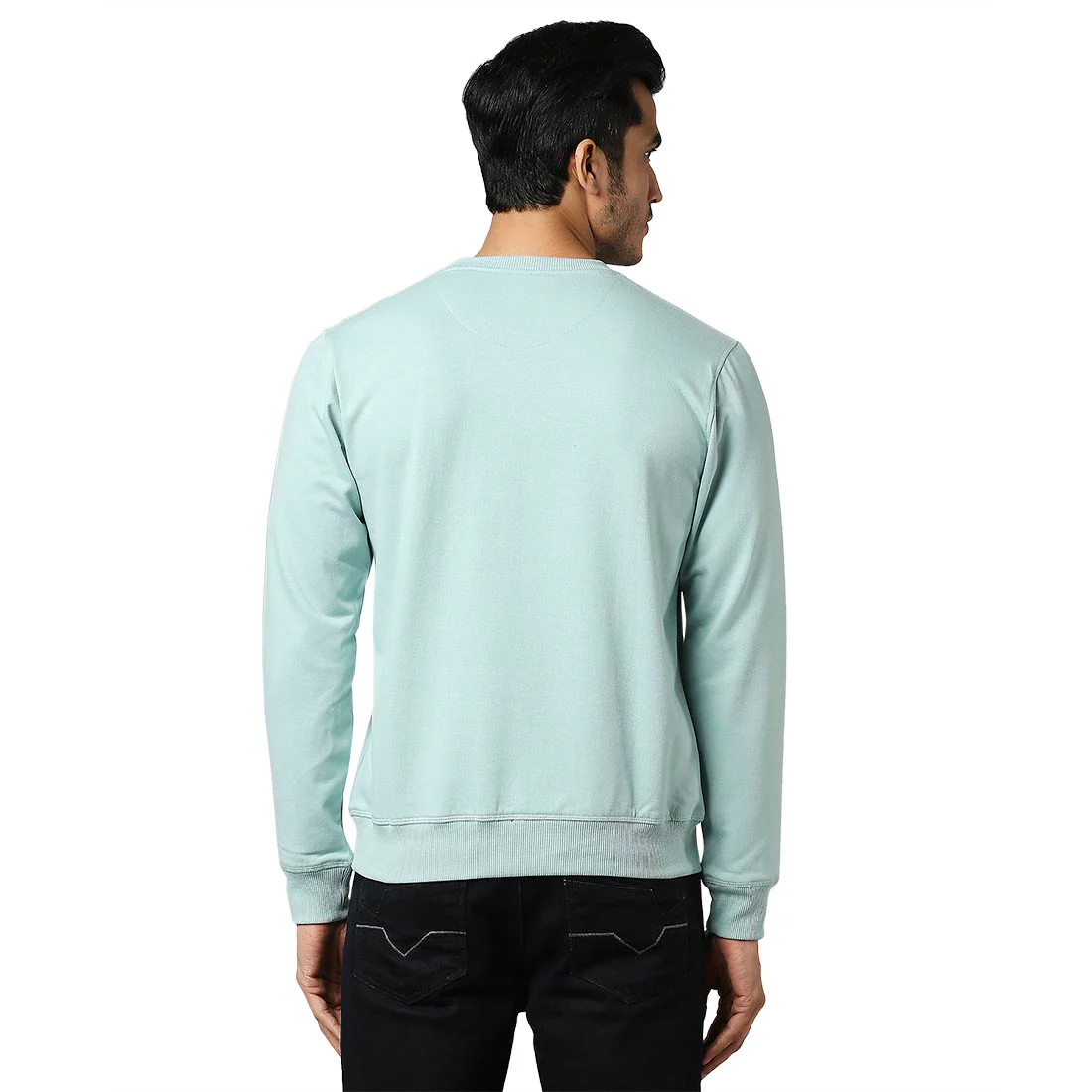 Men Blue Slim Fit Print Cotton Polyster Blend Round Collar Sweatshirts - Image 4