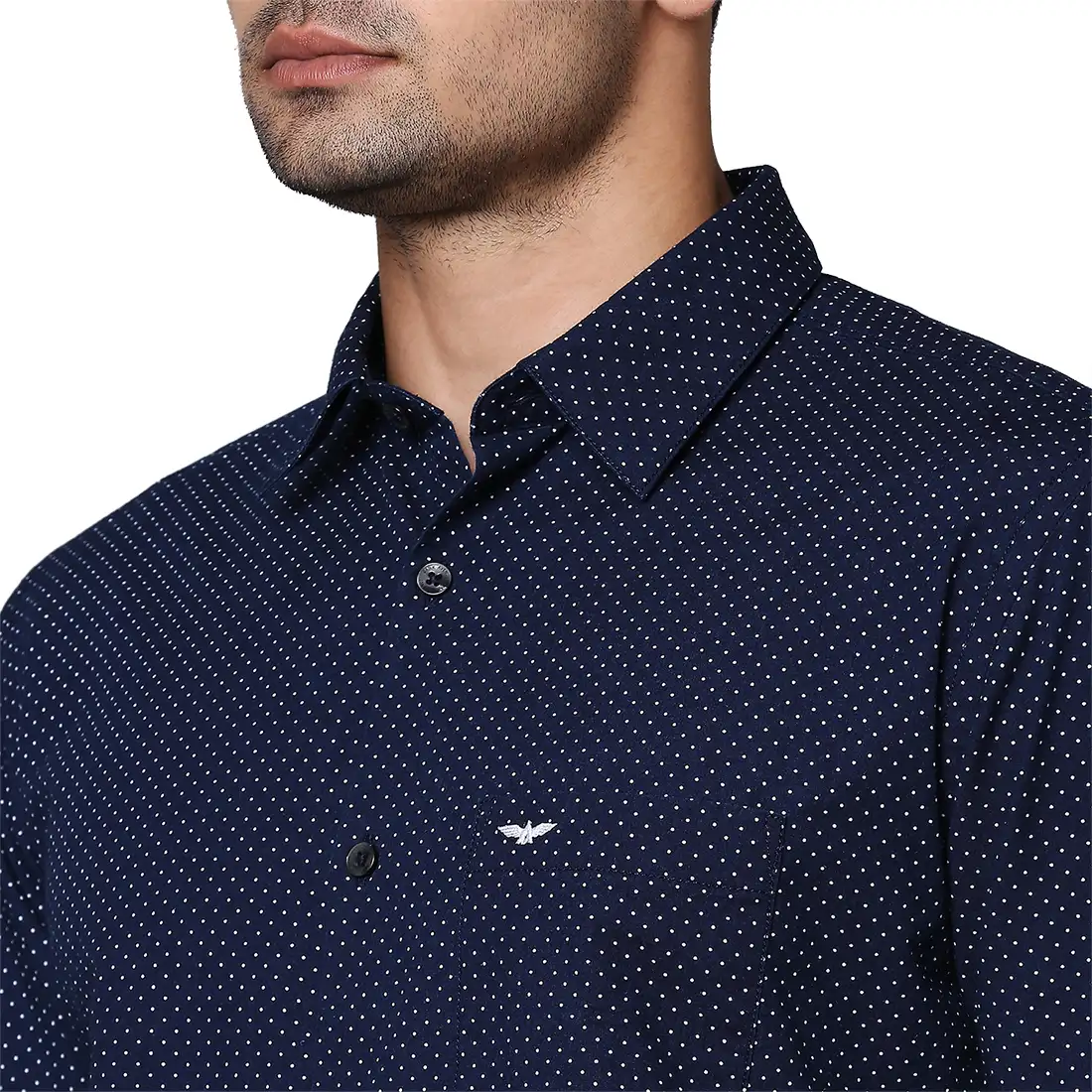 Men Blue Slim Fit Print Cotton Regular Collar Shirts - Image 6