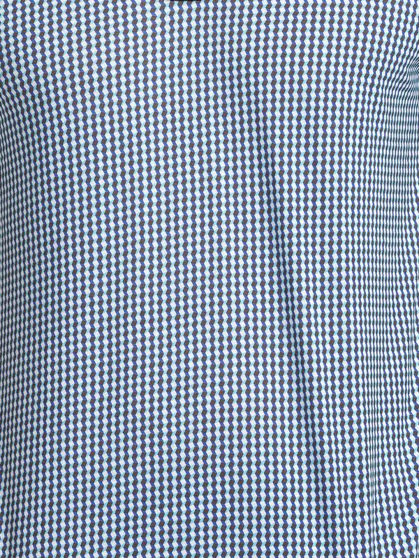 Men Blue Slim Fit Print Cotton Round Neck Collar Polo T-Shirt - Image 7
