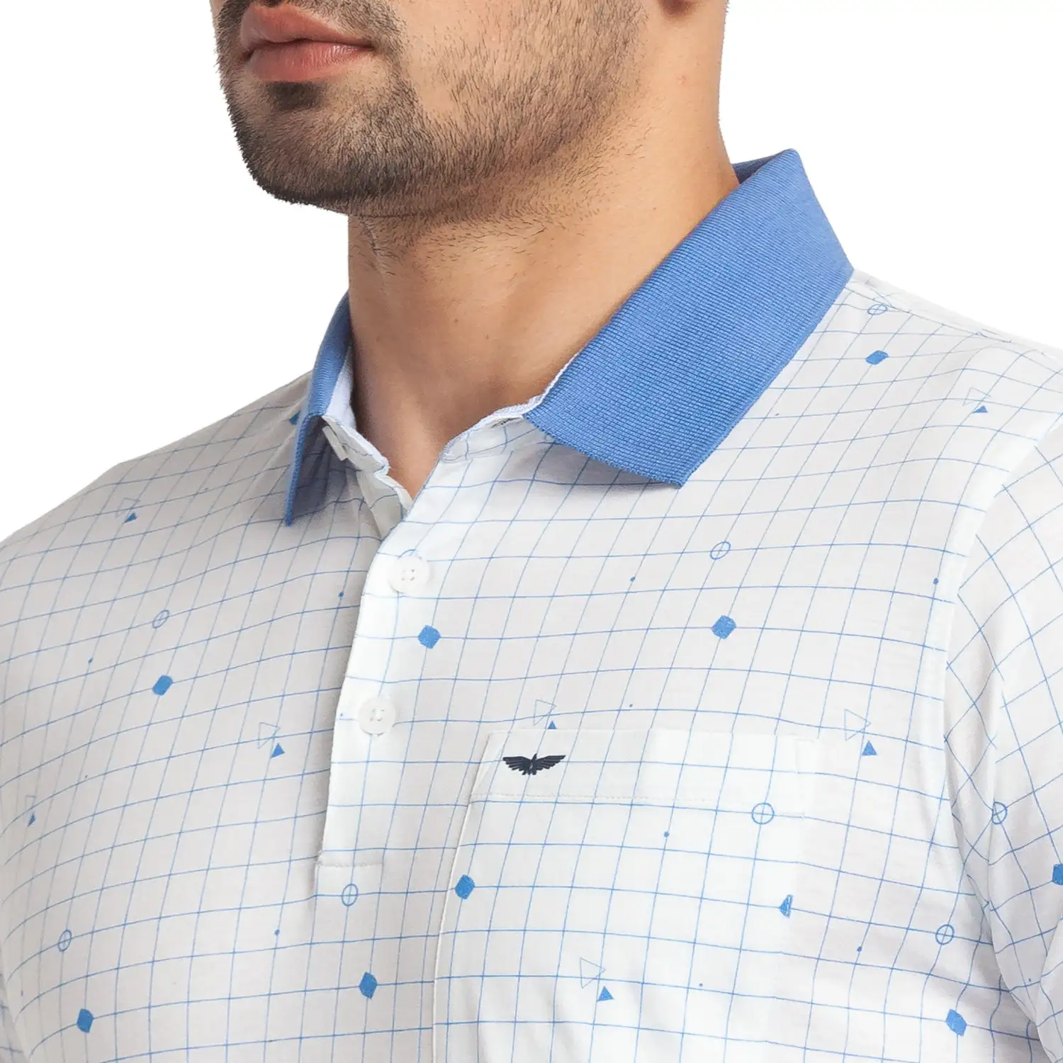 Park Avenue Men Blue Slim Fit Printed Polo Neck Collar T-Shirt - Image 7