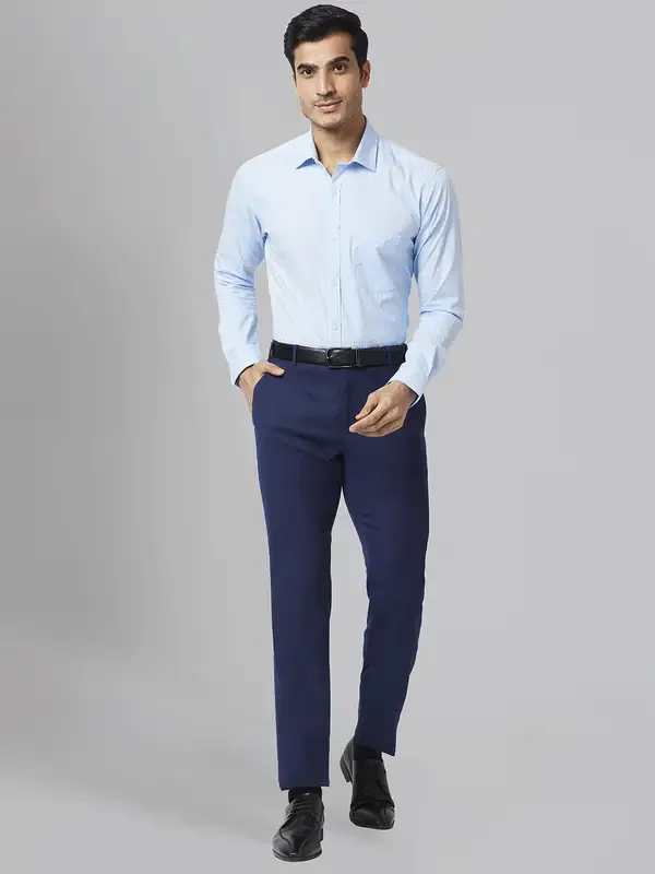 Men Blue Slim Fit Print Cotton Shirts - Image 5