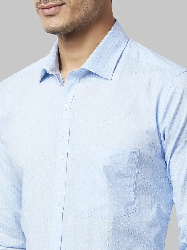 Men Blue Slim Fit Print Cotton Shirts - Image 6