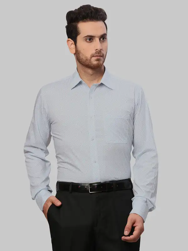 Men Blue Slim Fit Print Cotton Shirts