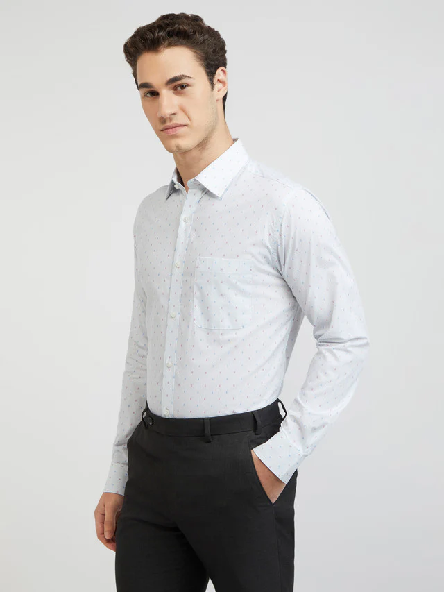 Men Blue Slim Fit Print Cotton Shirts - Image 3