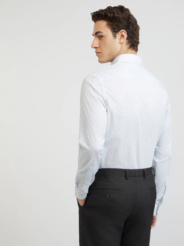 Men Blue Slim Fit Print Cotton Shirts - Image 4