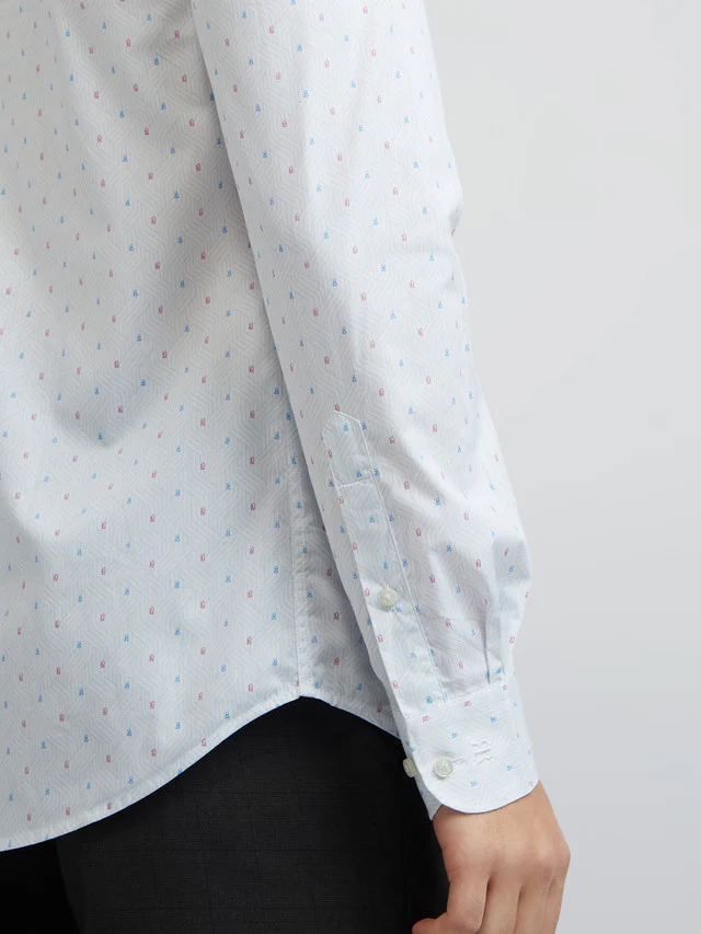 Men Blue Slim Fit Print Cotton Shirts - Image 7