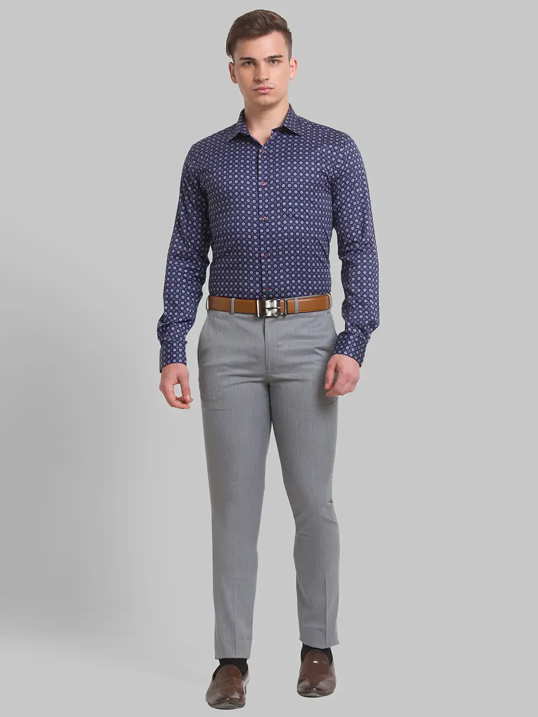 Men Blue Slim Fit Print Cotton Shirts - Image 5