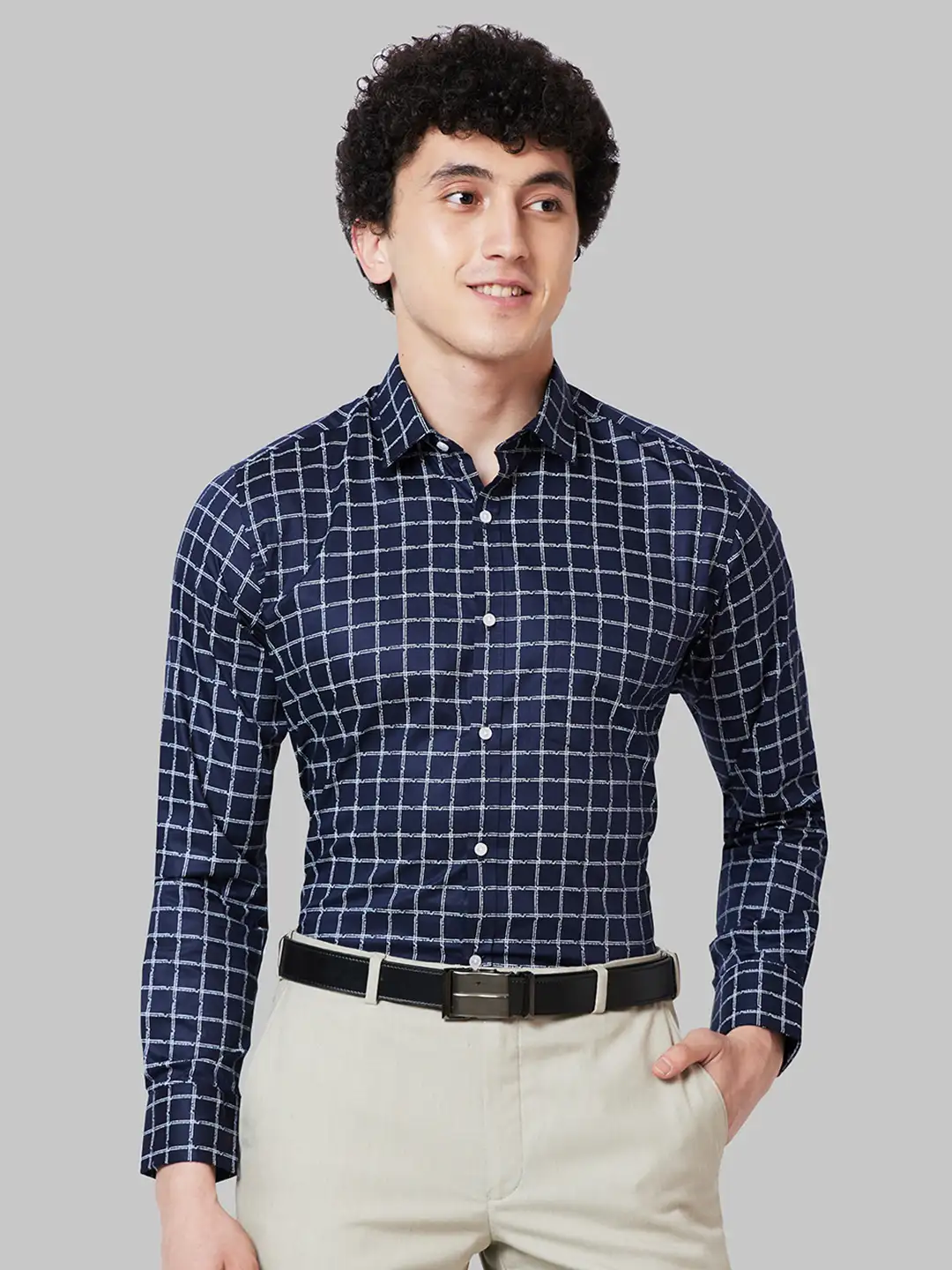 Men Blue Slim Fit Print Cotton Shirts