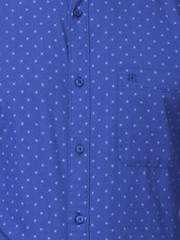 Men Blue Slim Fit Print Cotton Shirts - Image 7