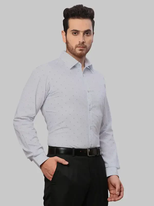 Raymond Men Blue Slim Fit Printed Cotton Shirts - Image 2