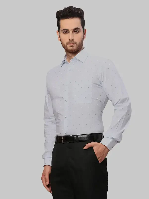 Raymond Men Blue Slim Fit Printed Cotton Shirts - Image 3