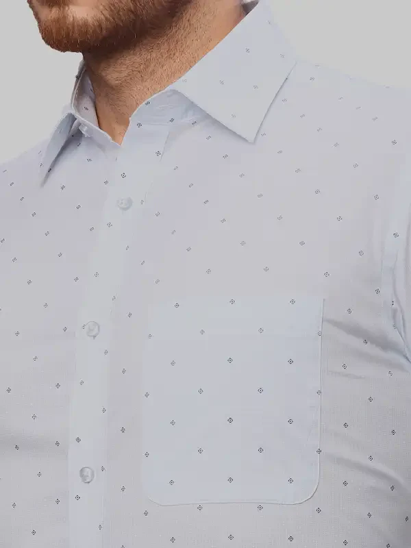 Raymond Men Blue Slim Fit Printed Cotton Shirts - Image 7
