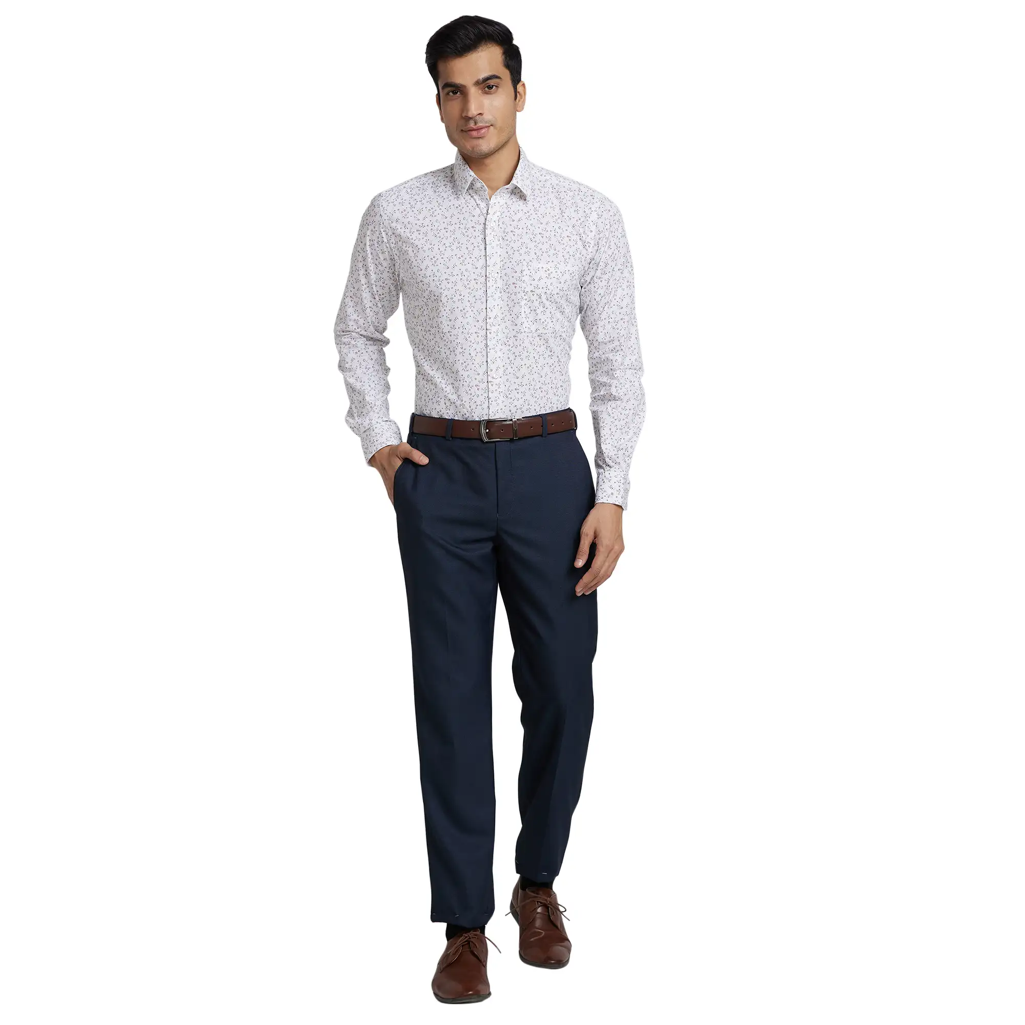 Men Blue Slim Fit Print Cotton Shirts - Image 6