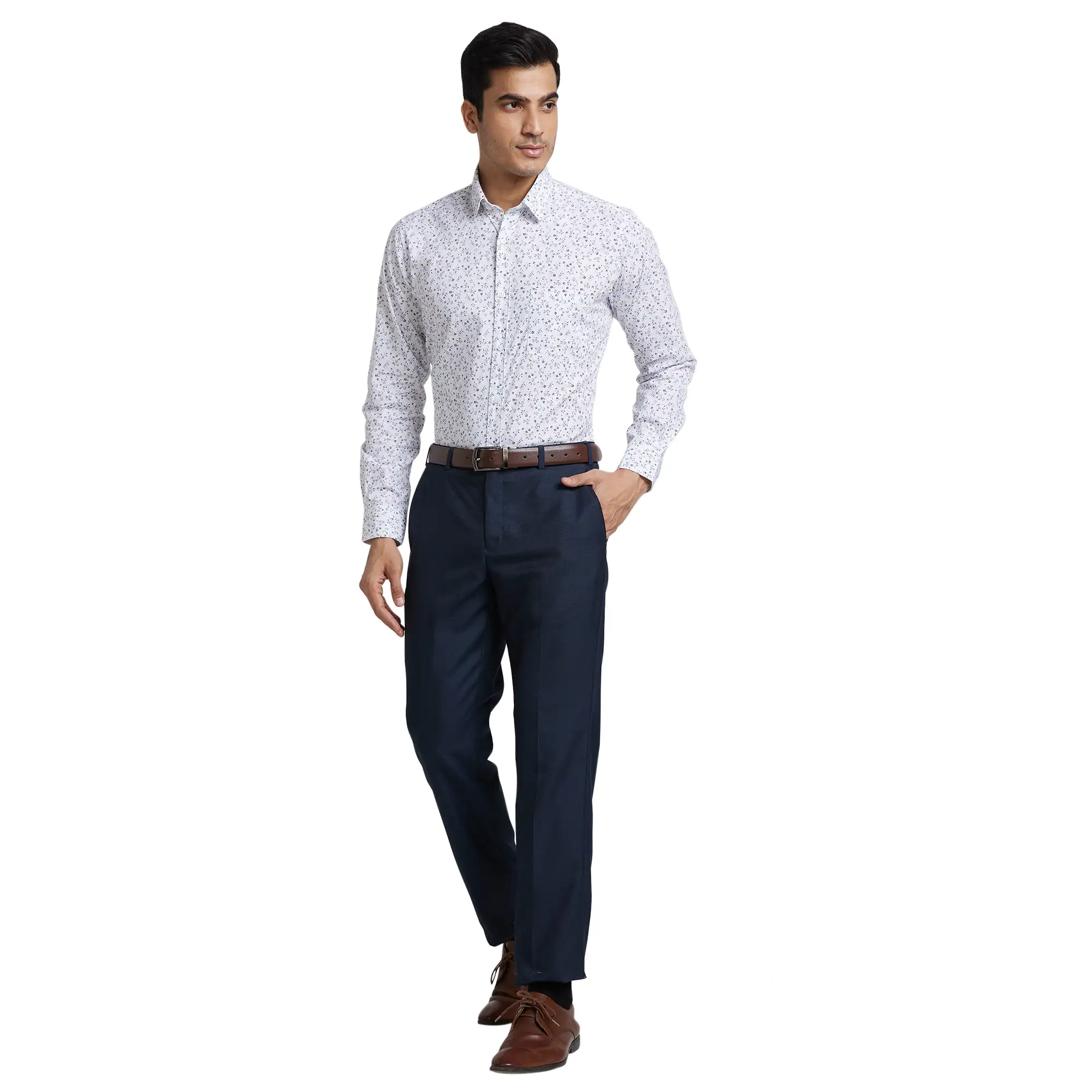 Raymond Men White Printed Slim Fit Cotton Casual Shirt - Image 6