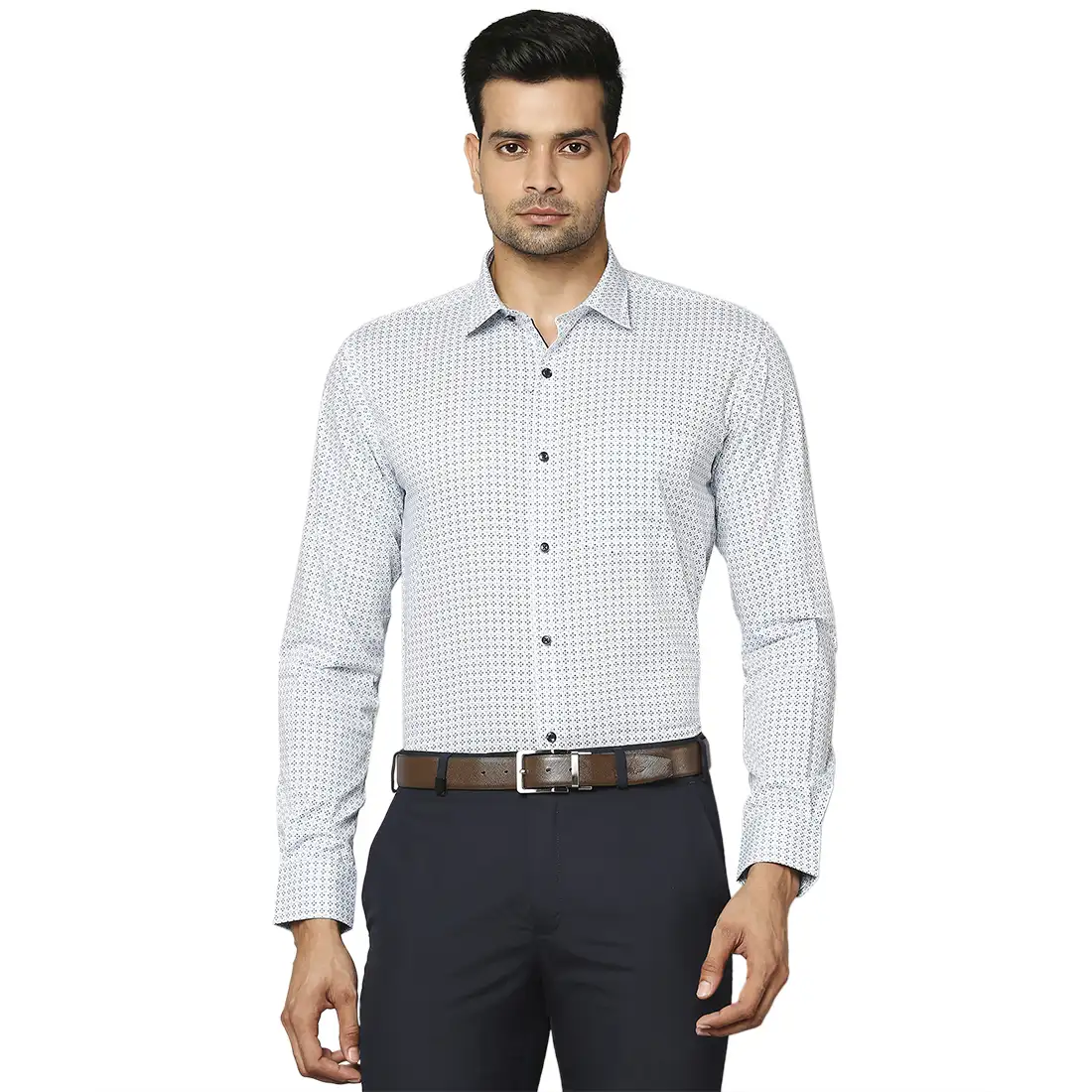 Men Blue Slim Fit Print Cotton Shirts