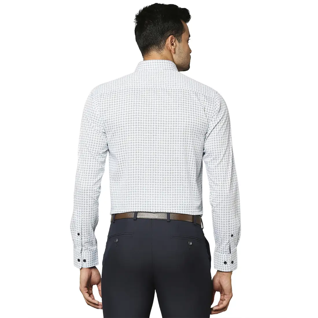 Men Blue Slim Fit Print Cotton Shirts - Image 4