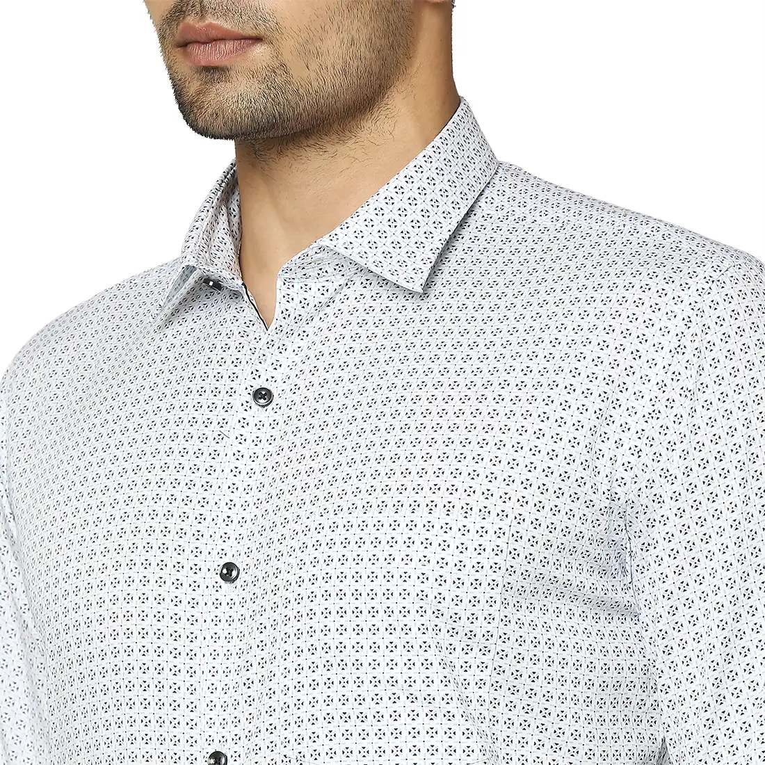 Men Blue Slim Fit Print Cotton Shirts - Image 6