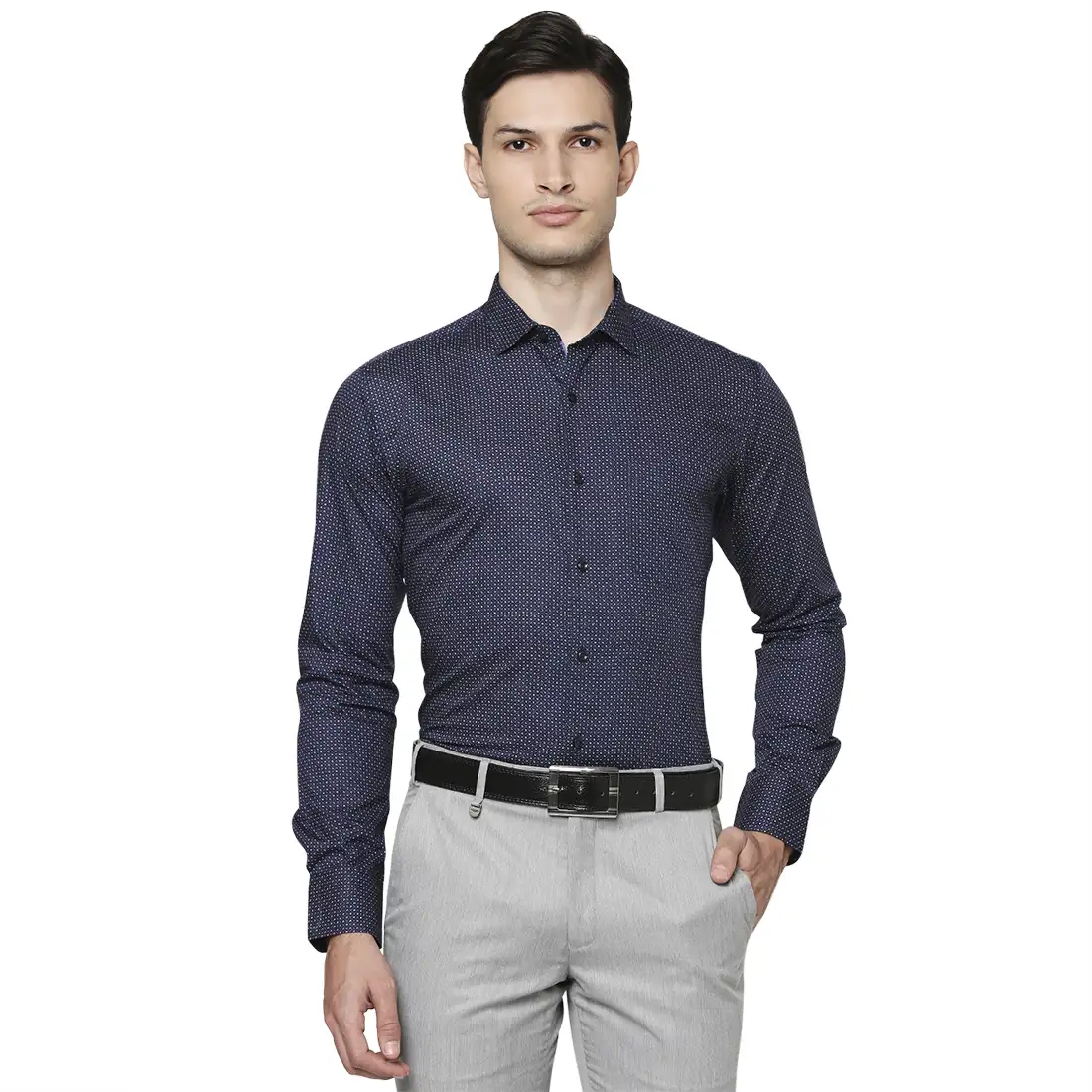 Men Blue Slim Fit Print Cotton Shirts