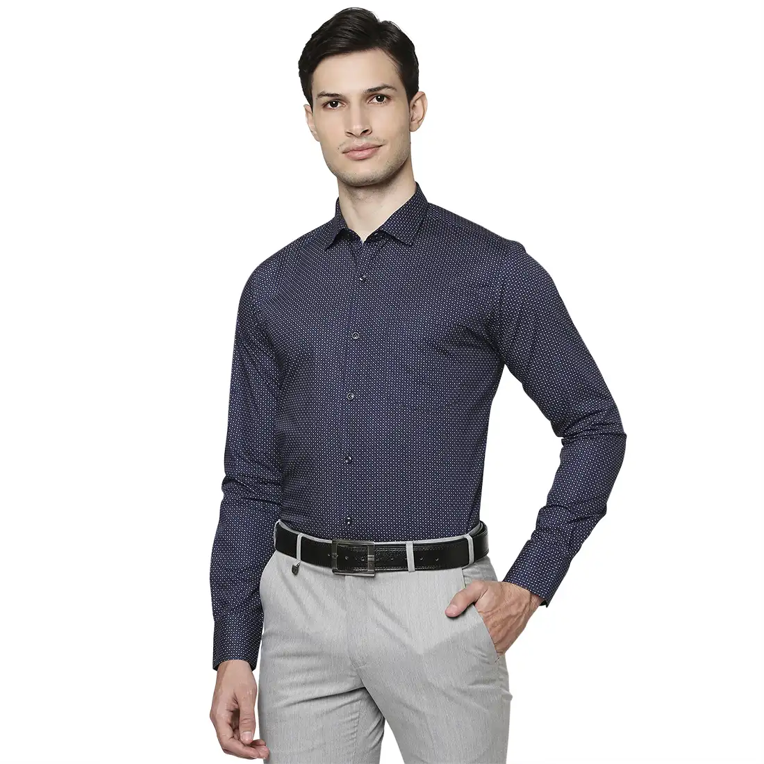 Men Blue Slim Fit Print Cotton Shirts - Image 3