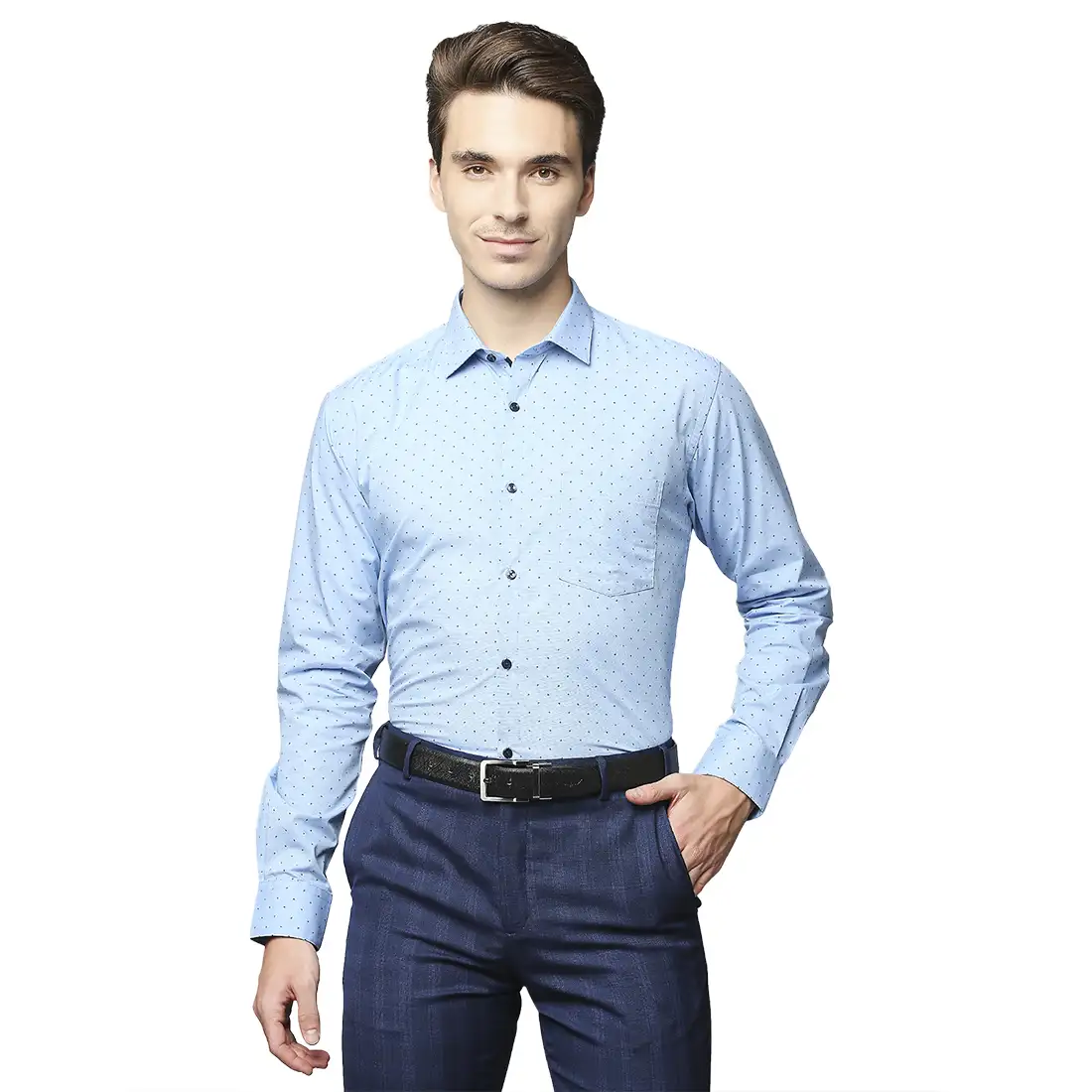 Men Blue Slim Fit Print Cotton Shirts