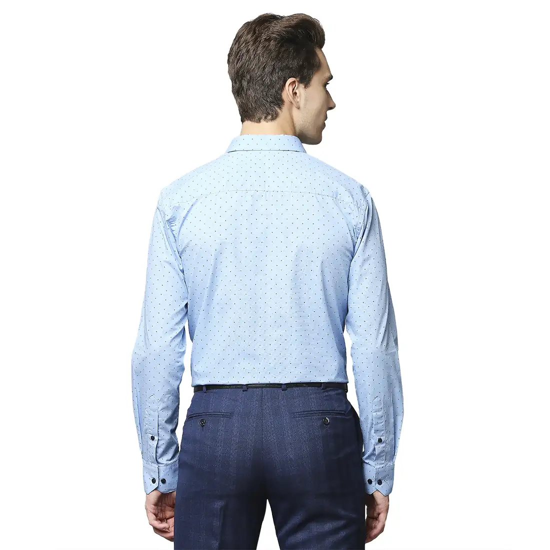 Men Blue Slim Fit Print Cotton Shirts - Image 4