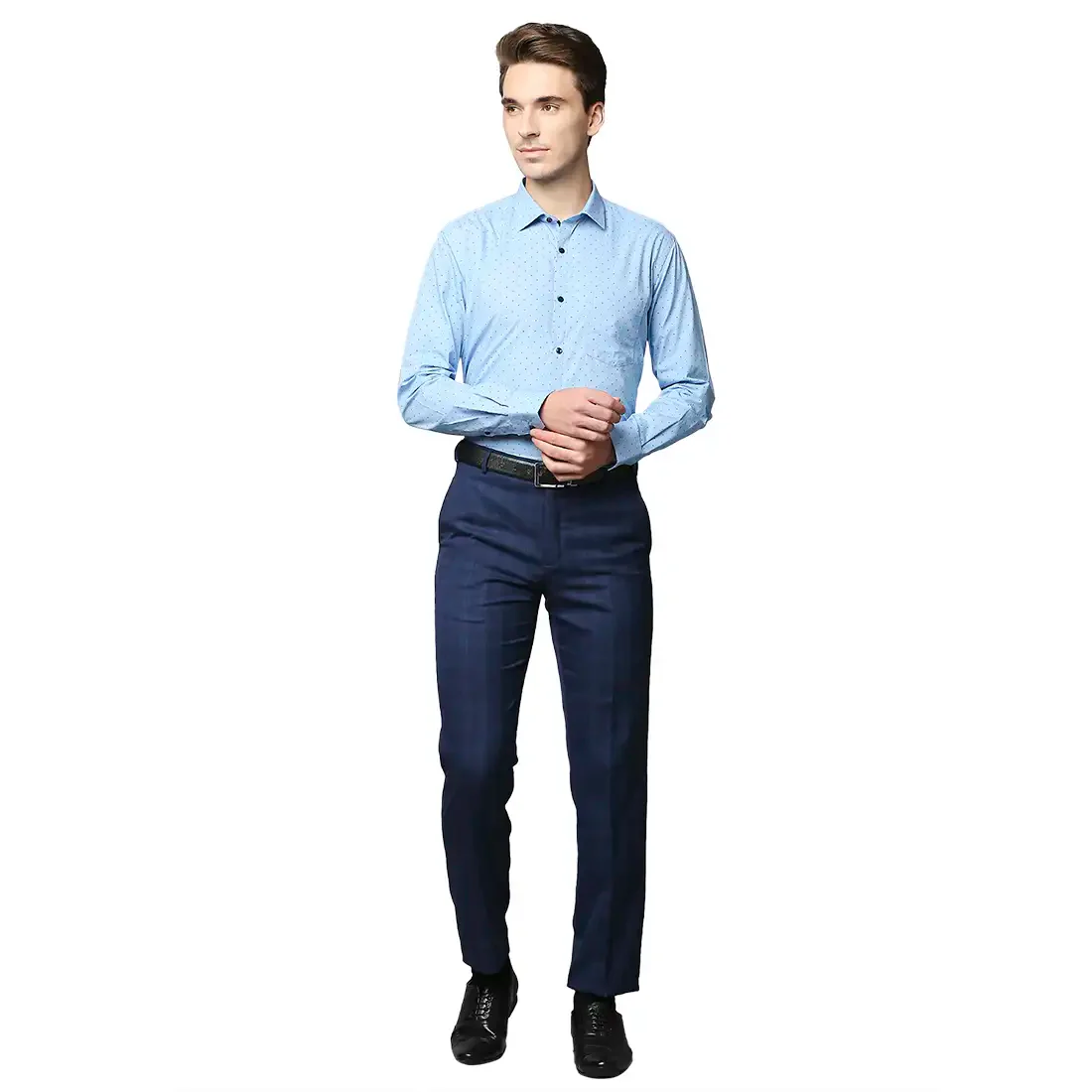 Men Blue Slim Fit Print Cotton Shirts - Image 5