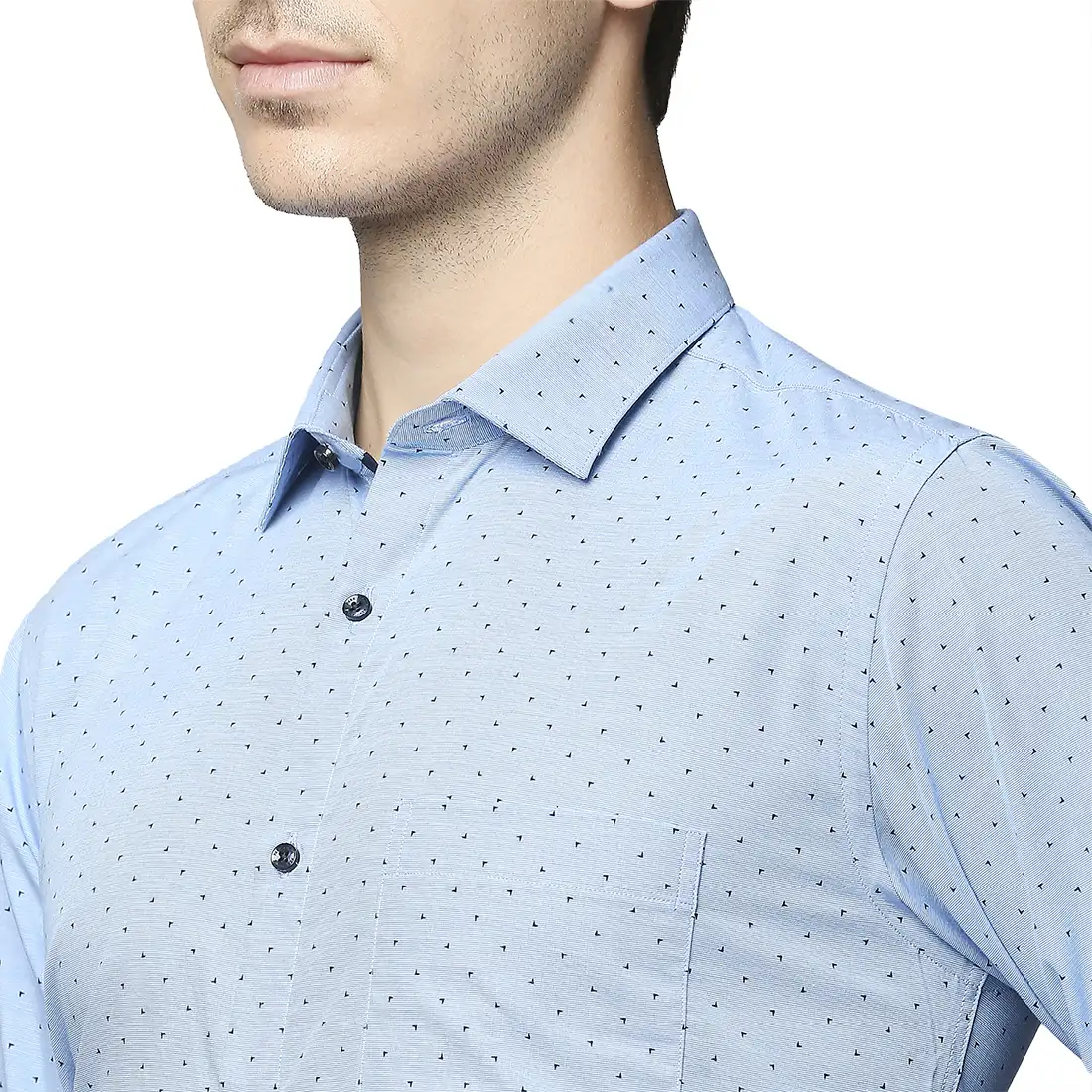 Men Blue Slim Fit Print Cotton Shirts - Image 6