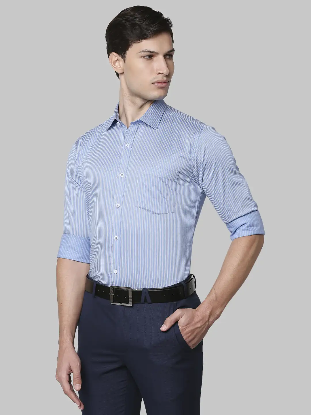 Men Blue Slim Fit Print Cotton Shirts - Image 3