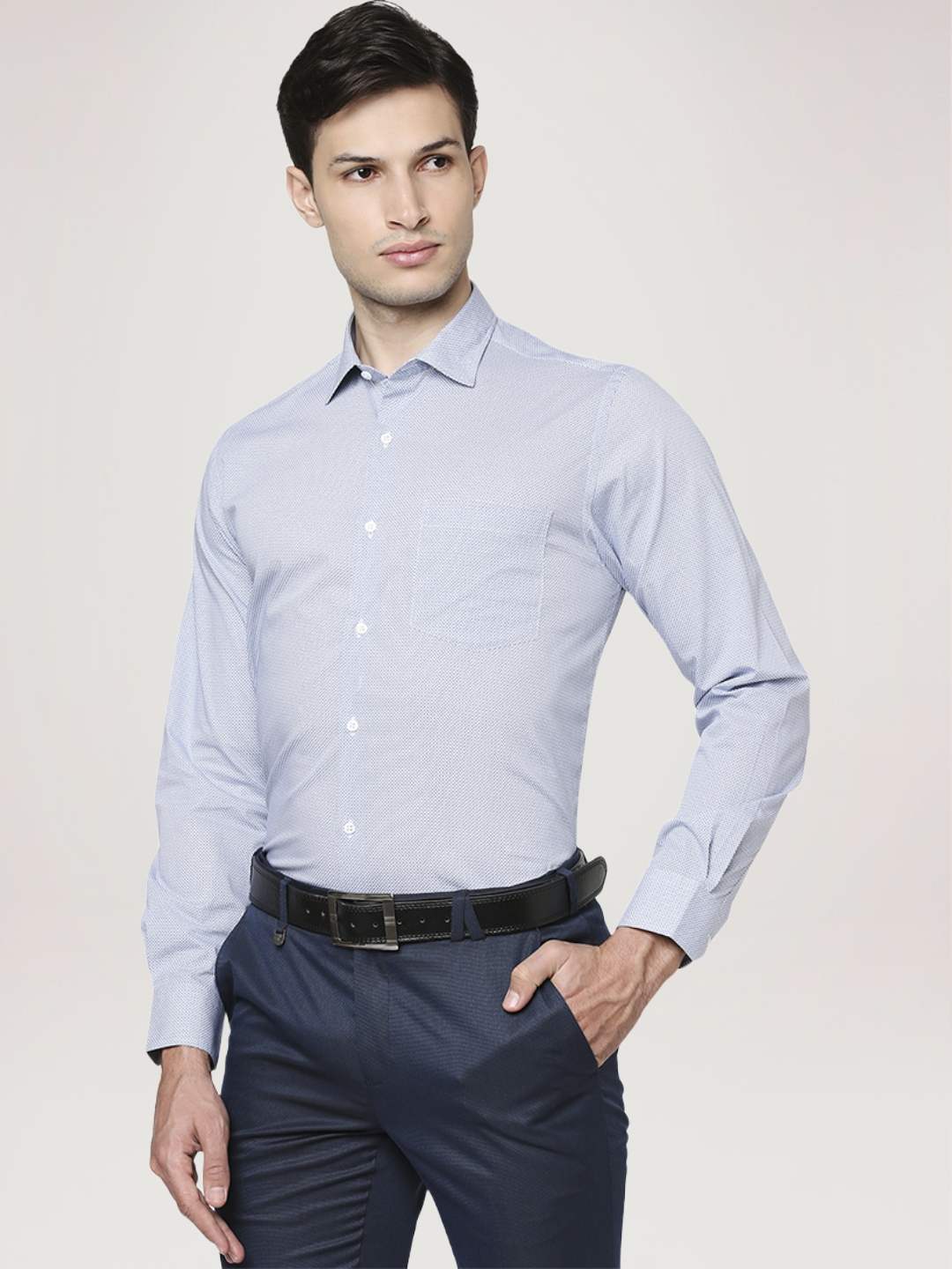 Men Blue Slim Fit Print Cotton Shirts - Image 3