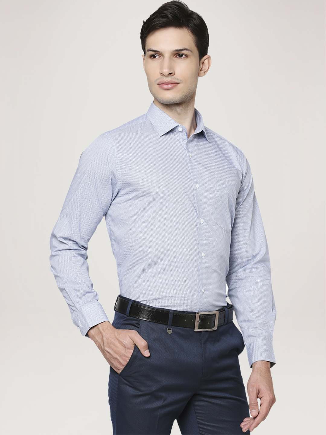 Men Blue Slim Fit Print Cotton Shirts - Image 4