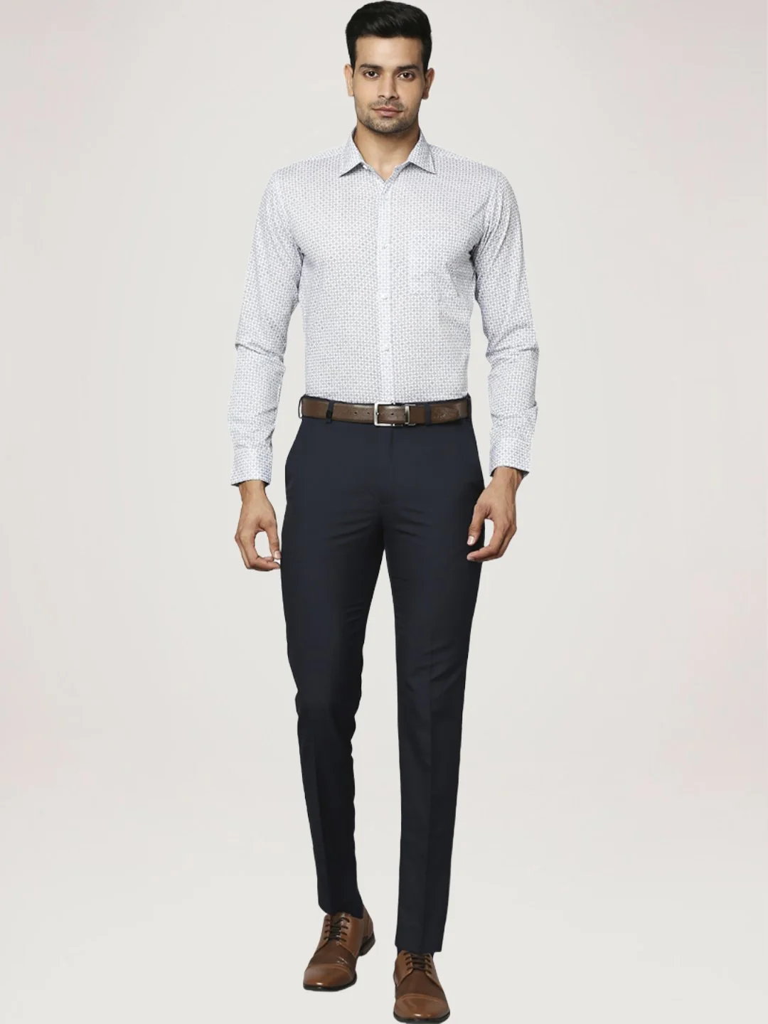 Men Blue Slim Fit Print Cotton Shirts