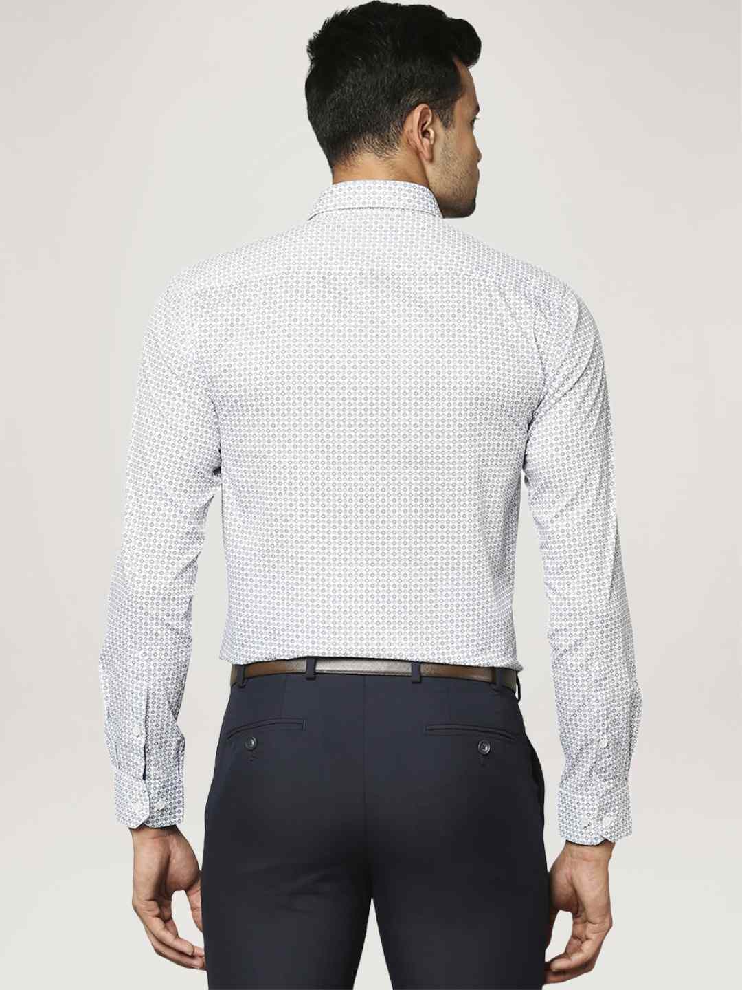 Men Blue Slim Fit Print Cotton Shirts - Image 2