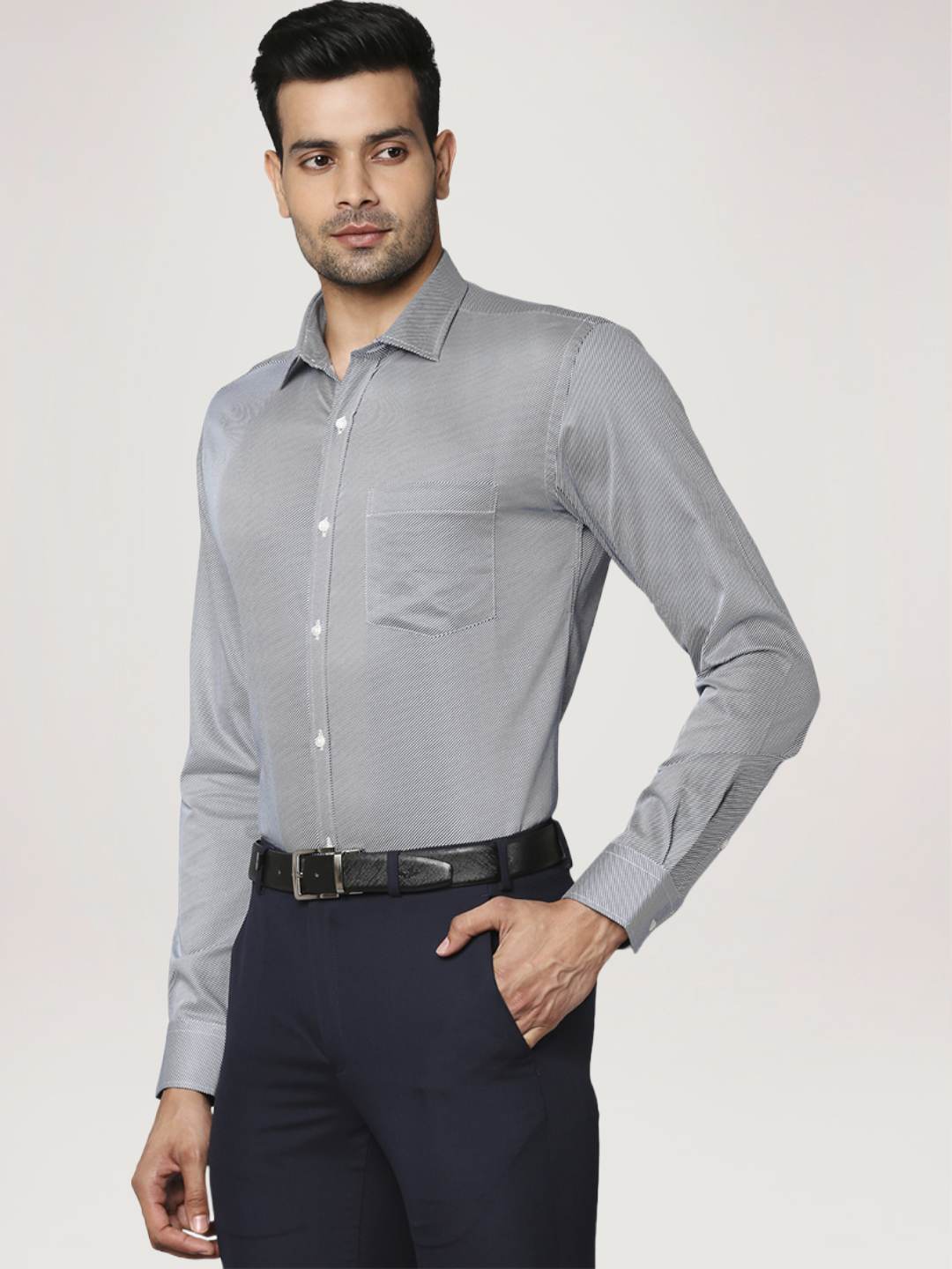 Men Blue Slim Fit Print Cotton Shirts - Image 3