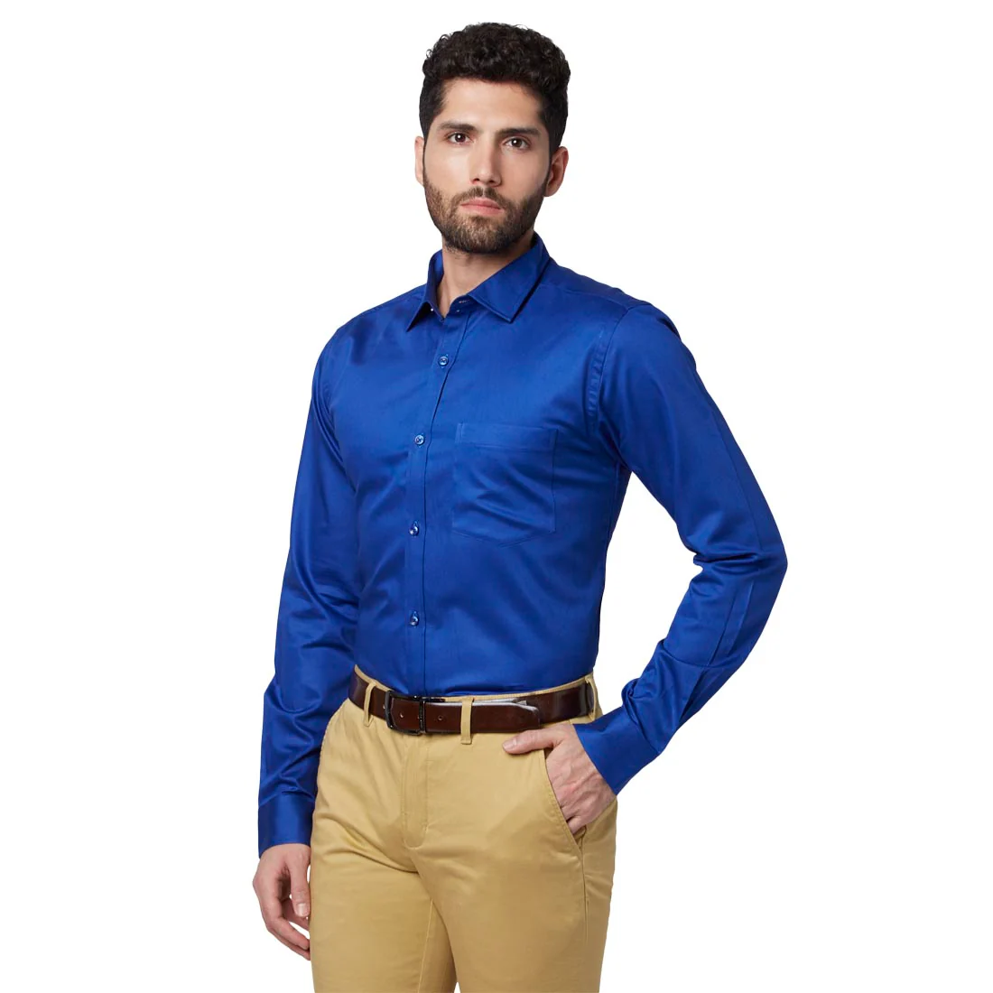 Men Blue Slim Fit Print Cotton Shirts - Image 3