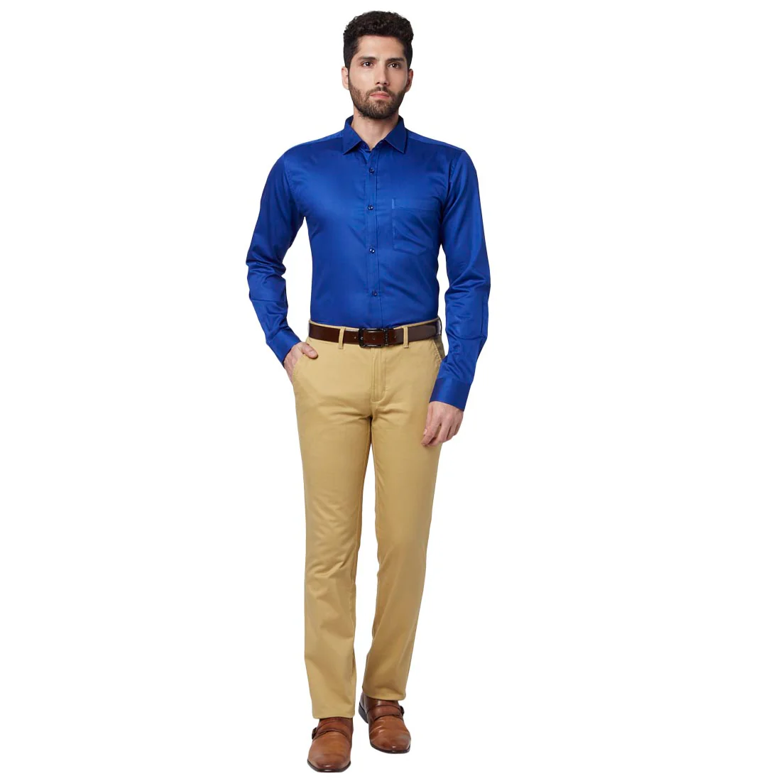 Men Blue Slim Fit Print Cotton Shirts - Image 5