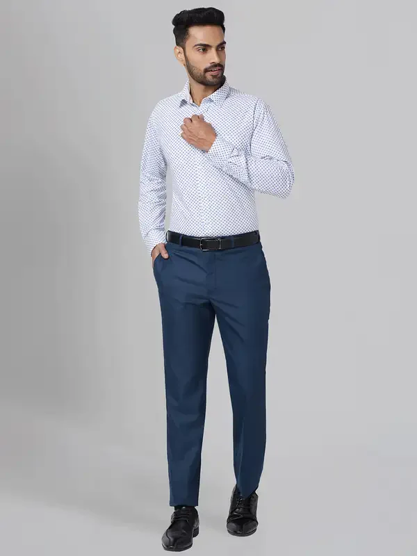 Men Blue Slim Fit Print Cotton Shirts - Image 5