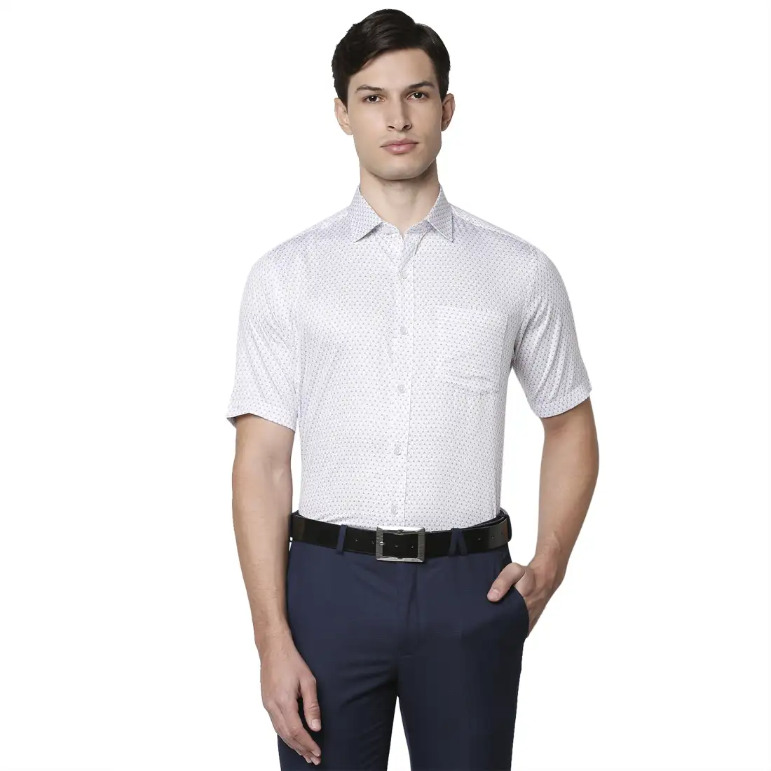 Men Blue Slim Fit Print Cotton Shirts