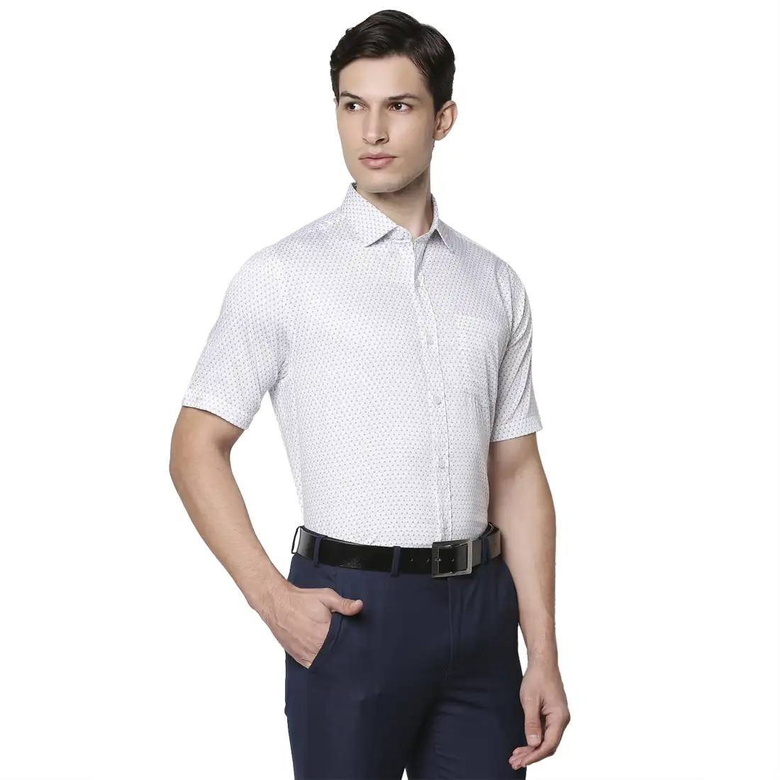 Men Blue Slim Fit Print Cotton Shirts - Image 3